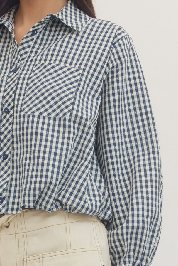 Gingham Button-Up, Navy - 13 Hub Lane   |  Button-Ups
