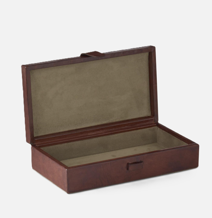 Brown Leather & Brass Buckle Box