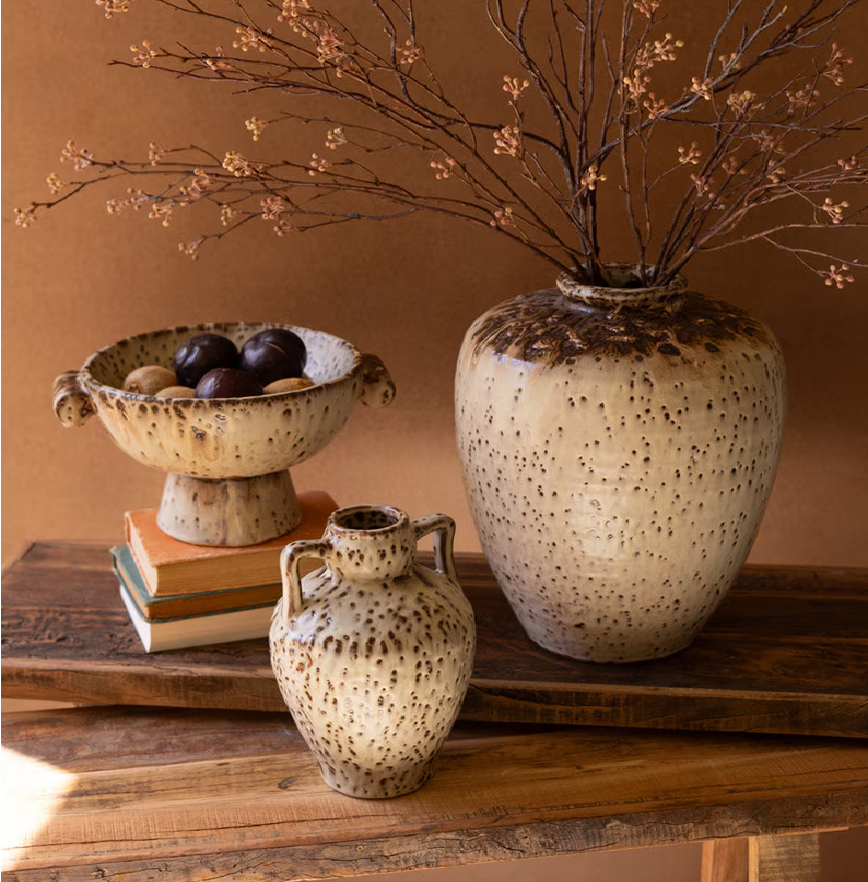 Rustic Ceramic Urn w/ Two Handles - 13 Hub Lane   |  Ceramic Vases