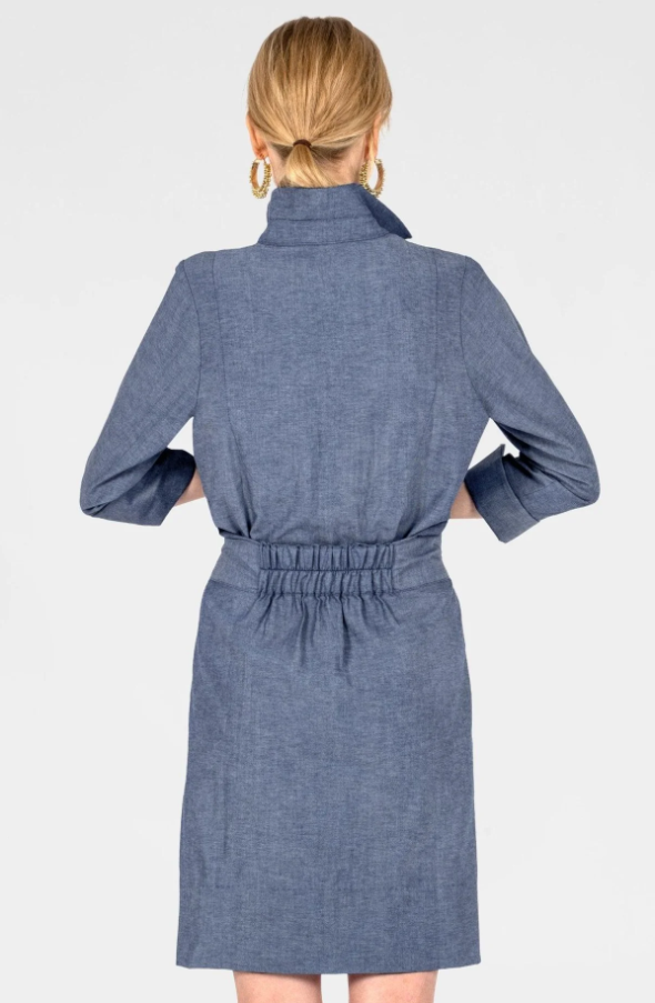 Breezy Blouson Dress, Chambray