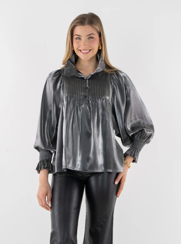 Charlotte Top - Black Tie Metallic