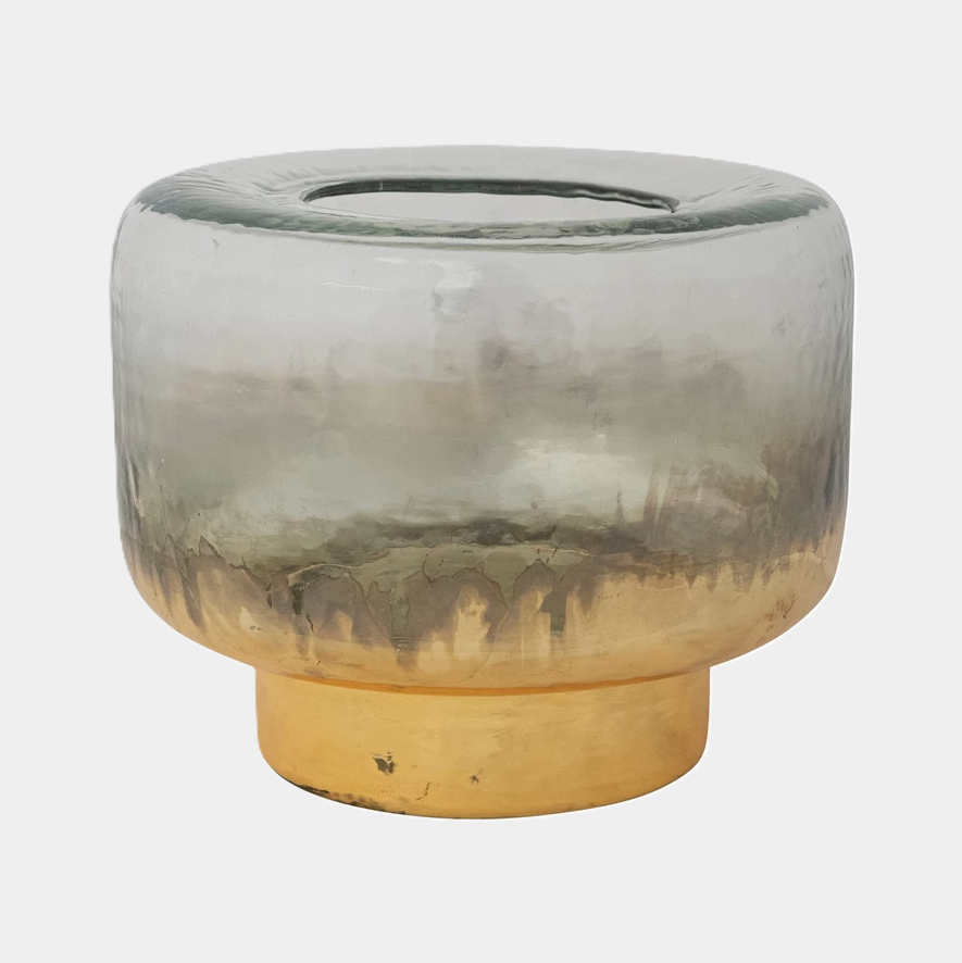 Mercury Glass Hurricane, Gold - 13 Hub Lane   |  Glass Candle Holders