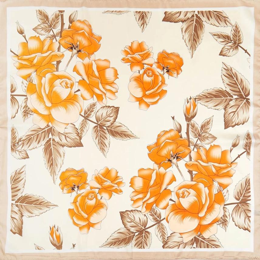 Floral Garden Print Satin Bandana Scarf