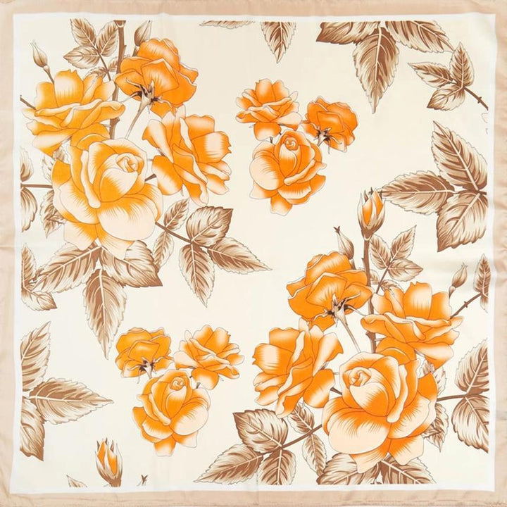 Floral Garden Print Satin Bandana Scarf