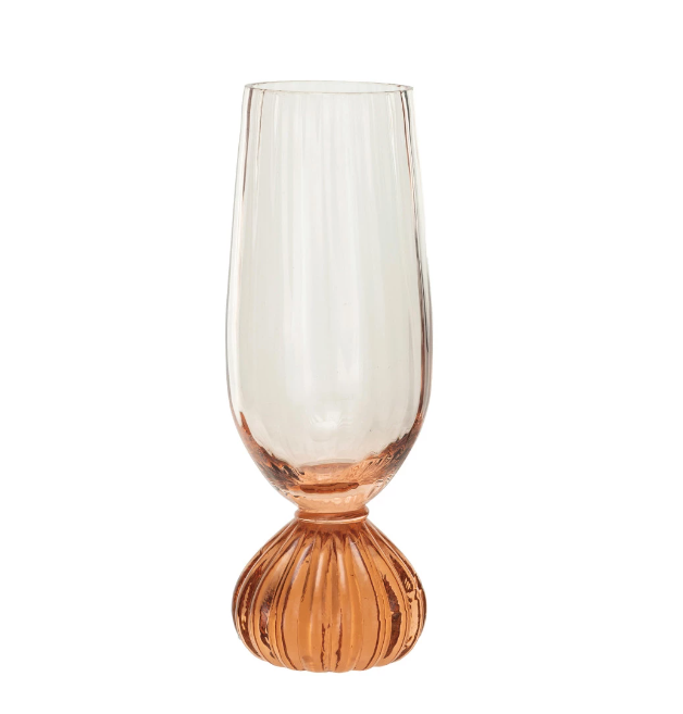 Ribbed Footed Pink Glass