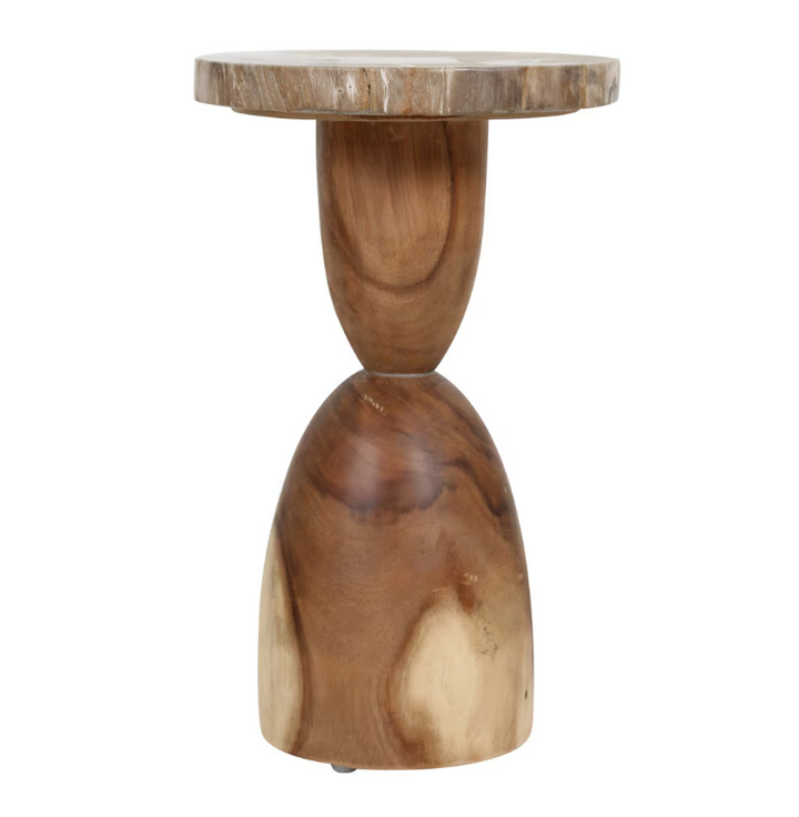 Petrified Wood Top Organic Oval Accent Table