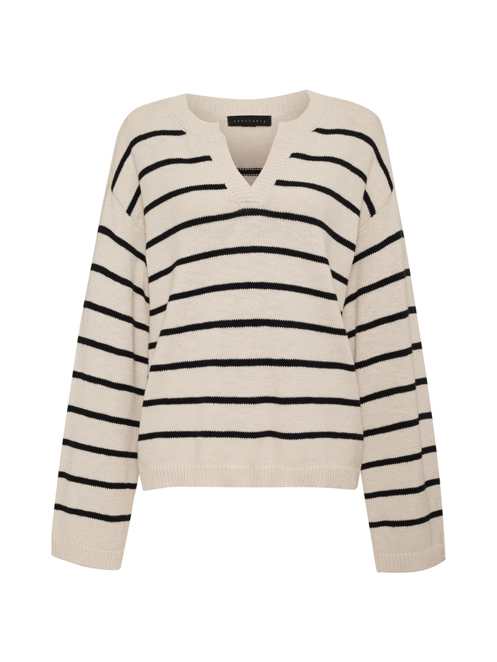 Chill Vibes Sweater Chalk Black Stripe