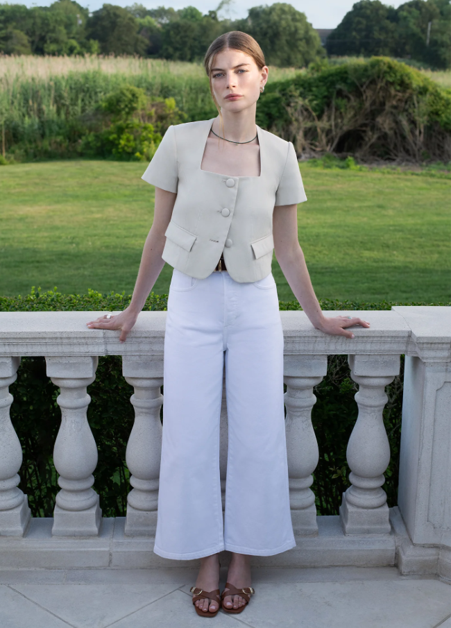 The Masha Super High Rise Wide Leg Crop, White