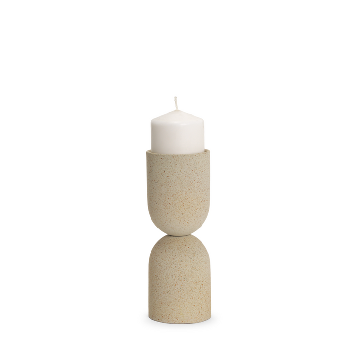 Qamra Textured Pillar Candleholder - 13 Hub Lane   |  Metal Candle Holders