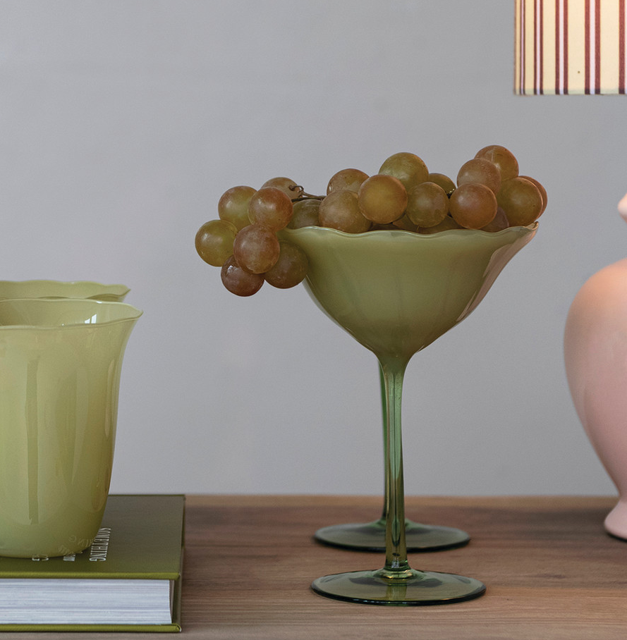 Flower Shaped Stemmed Coupe Glass