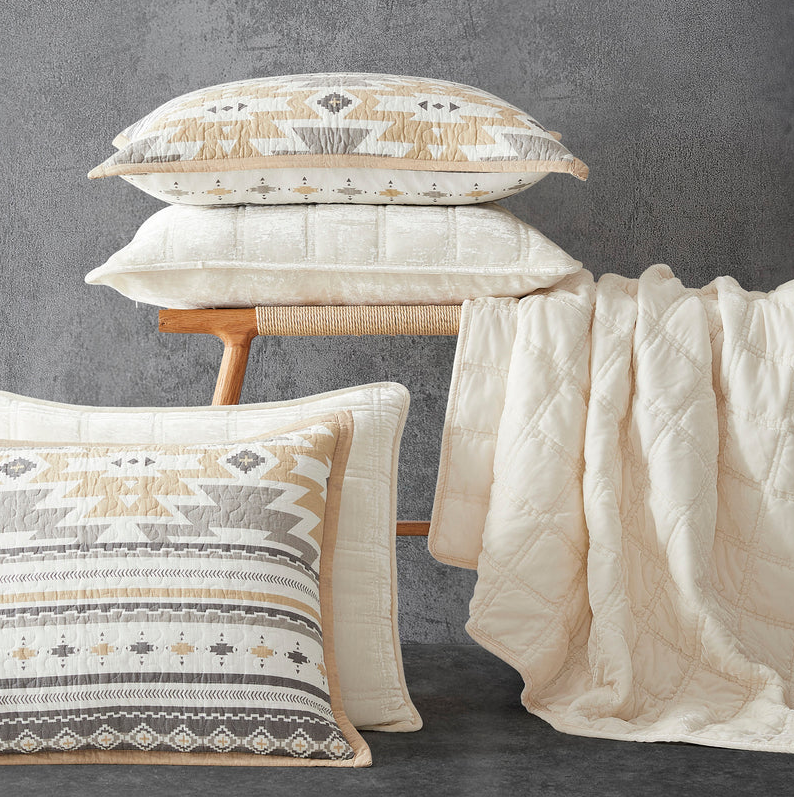 Stella Faux Silk Velvet Double Box Stitch 3PC Quilt Set - Thumbnail 3