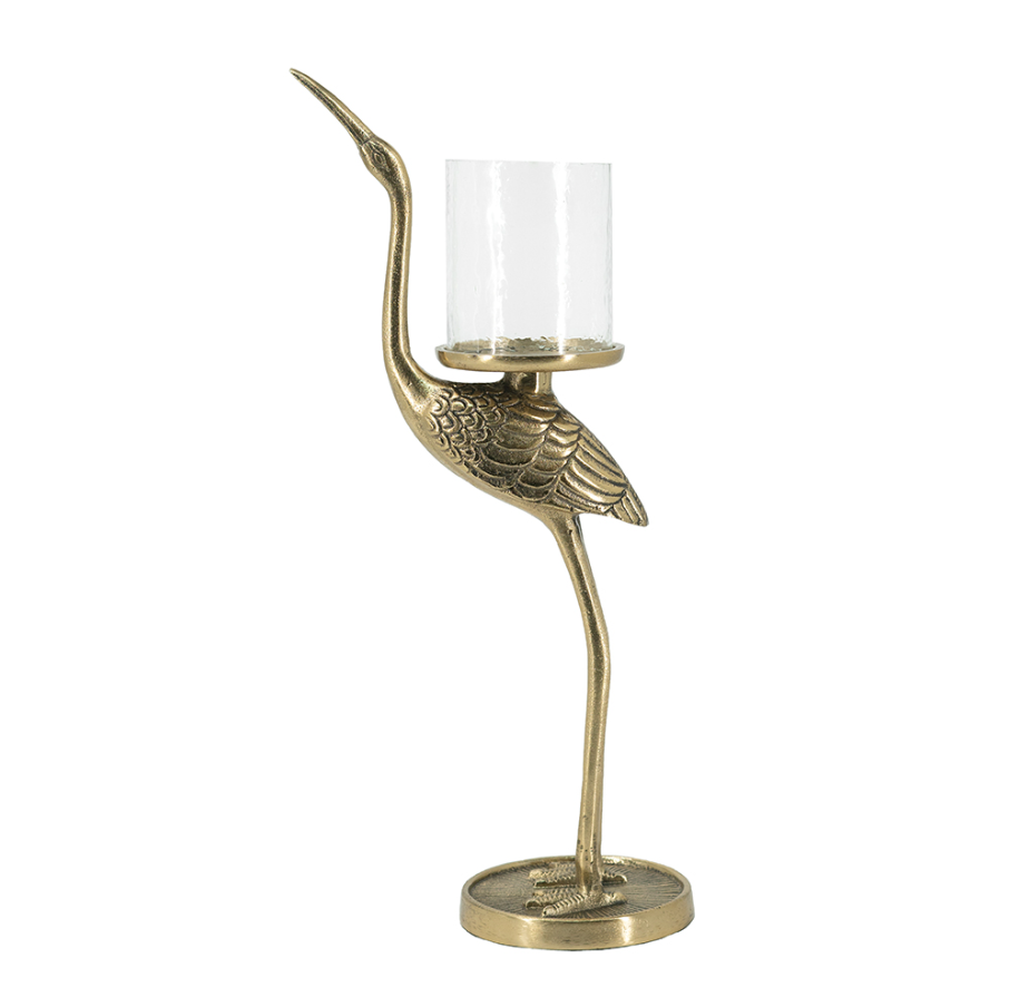 Gold Crane Candle Holder - 13 Hub Lane   |  Metal Candle Holders