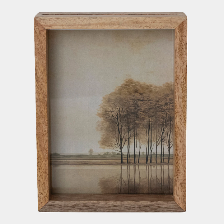 Mango Wood & Glass Floating Two-Sided Photo Frame, Natural - 13 Hub Lane   |  Wooden Frames