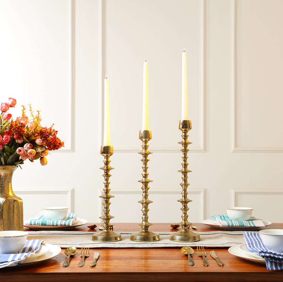 Beaded Candle Holder, Gold - 13 Hub Lane   |  