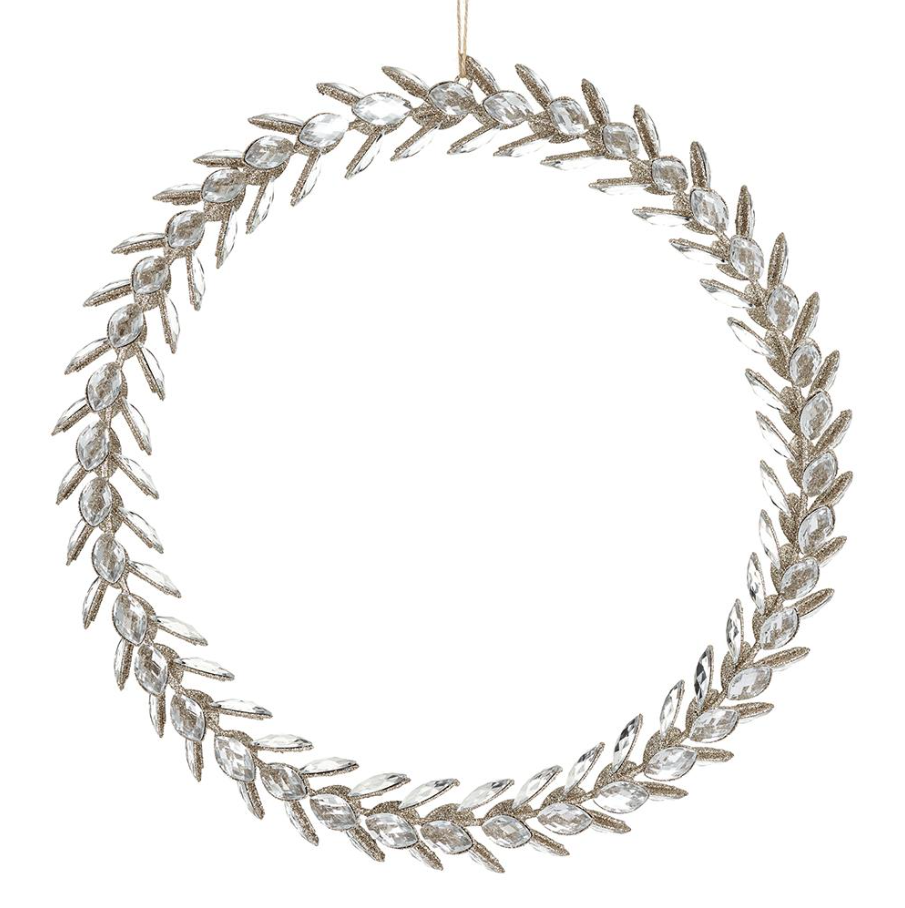 Glitter Rhinestone Wreath, Clear - 13 Hub Lane   |  Christmas Wreaths