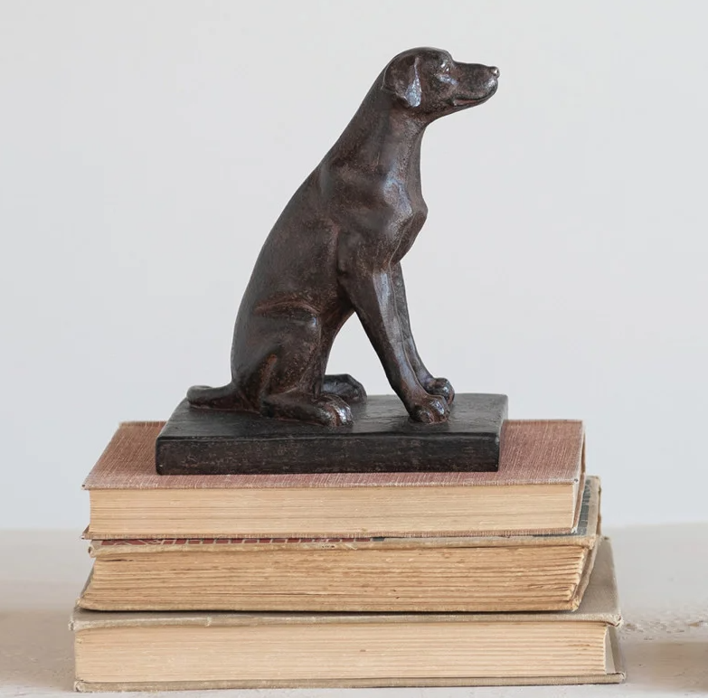 Resin Dog Bookend, Black