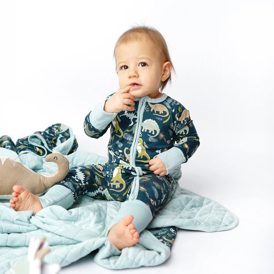 Prehistoric Friends Dinosaur Bamboo Convertible Baby Pajamas - 13 Hub Lane   |  