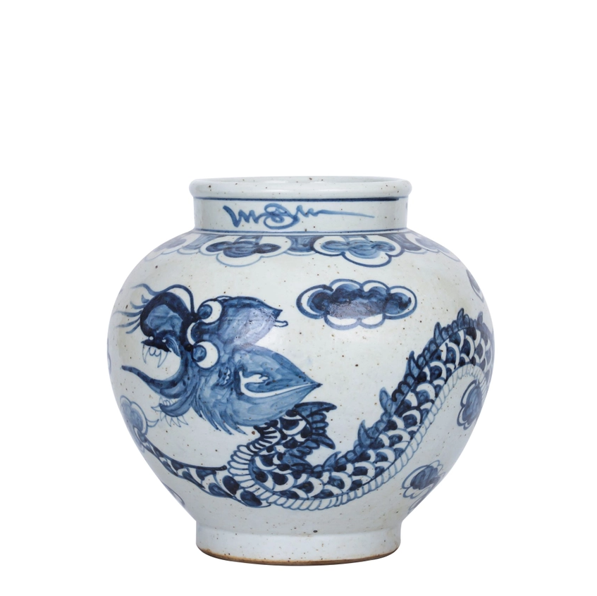 Blue & White Open Top Dragon Jar - Thumbnail 5