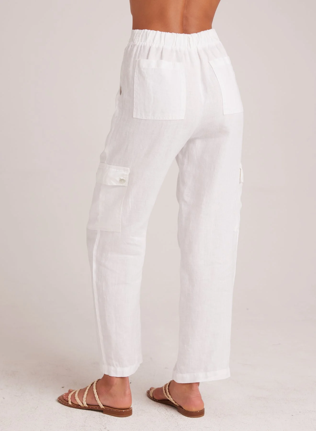 Bella Dahl Pleated Linen Cargo Trousers White - 13 Hub Lane   |  