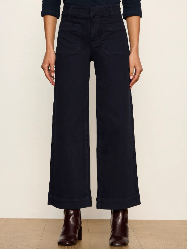 Chelsea Wide Leg Crop Jeans, Navy Blazer