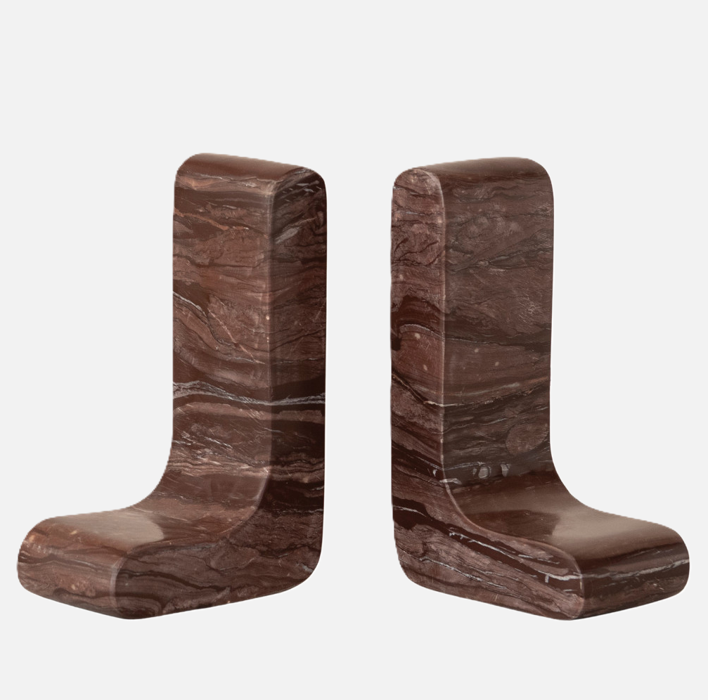 Chocolate Marble L-Shaped Bookend