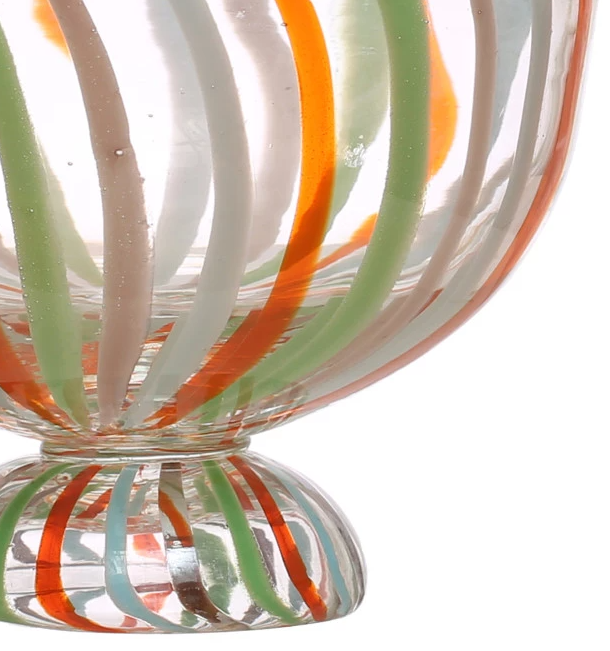 Hand-Painted Striped Glass Footed Bowl - 13 Hub Lane   |  