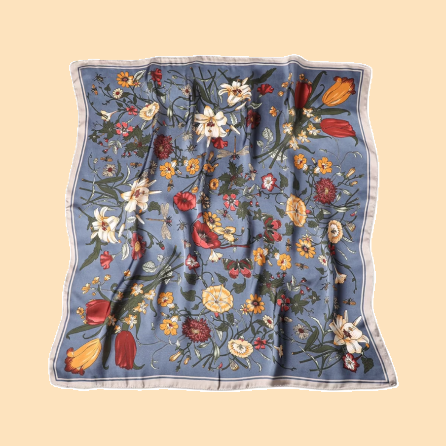 Botanical Floral Printed Square Bandana Scarf - 13 Hub Lane   |  Scarves