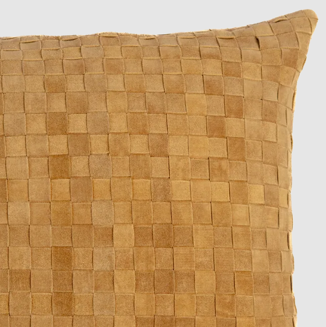 Woven Square Suede Pillow, Camel - 13 Hub Lane   |  