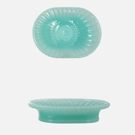 Embossed Milk Glass Footed Soap Dish