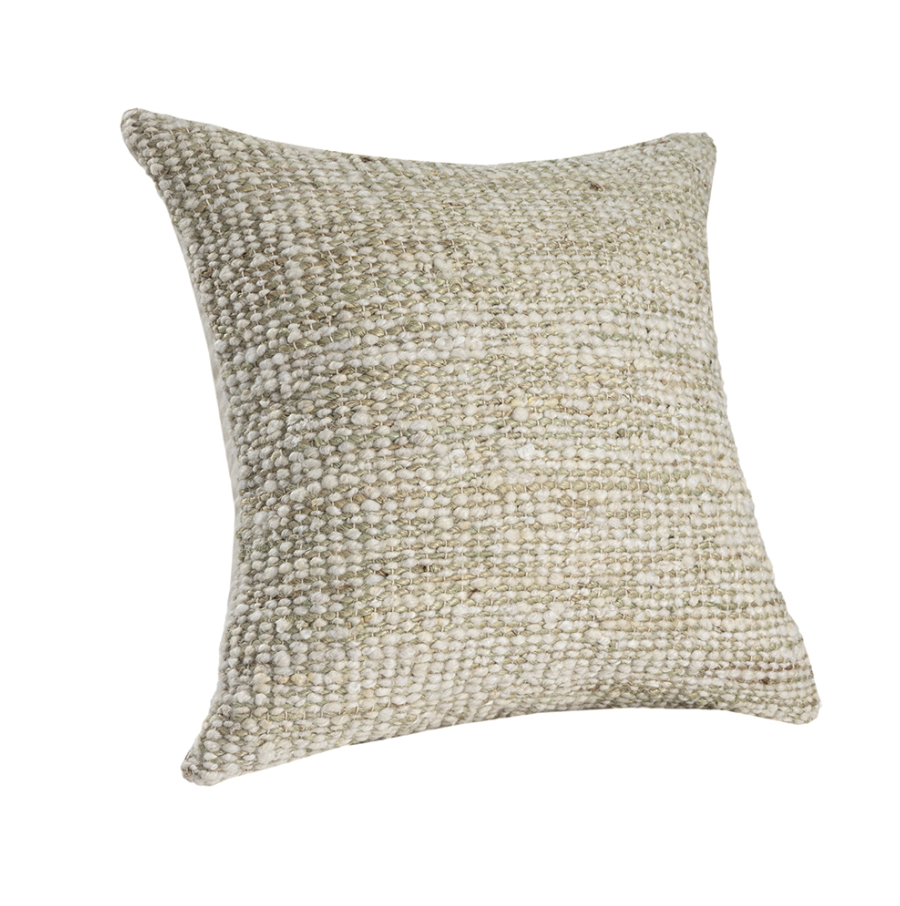 Ivory & Green Wool Pillow - Thumbnail 2