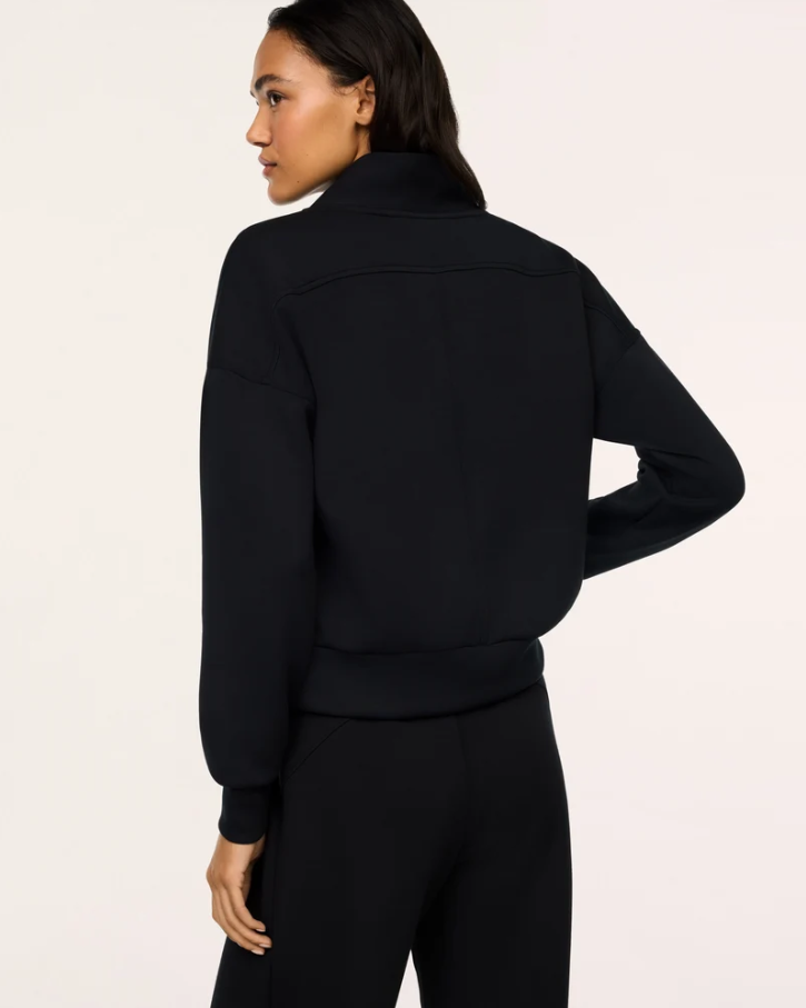 Spanx Shawl Collar Half Zip, Very Black