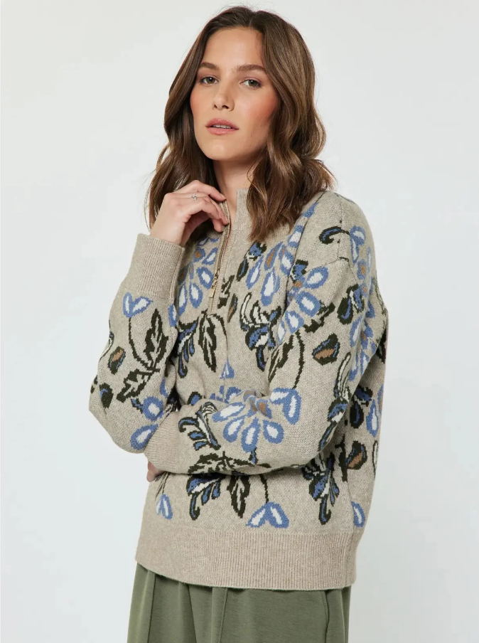 Jacquard Half-Zip, Barley