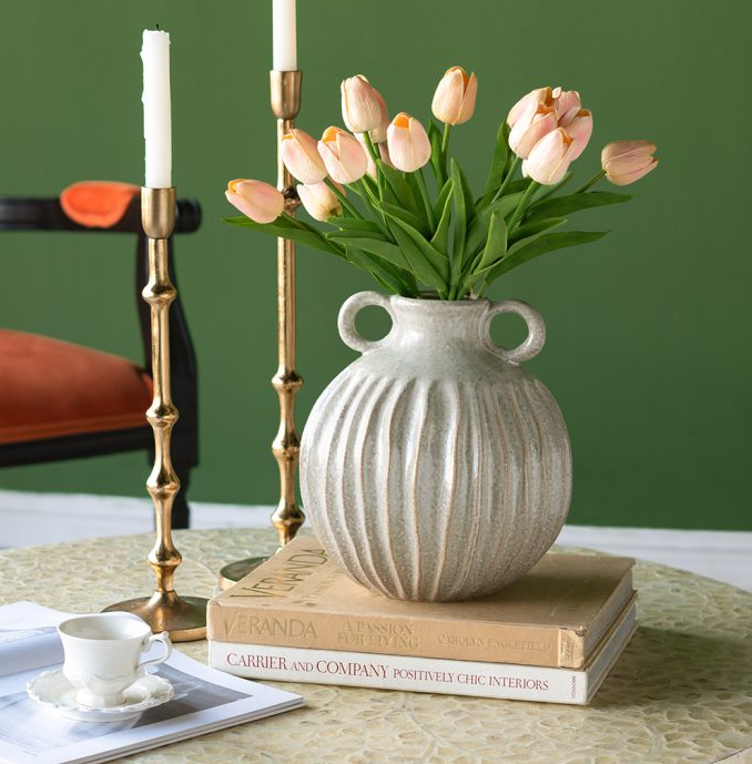 Round Textured Vase w/ Handles - 13 Hub Lane   |  