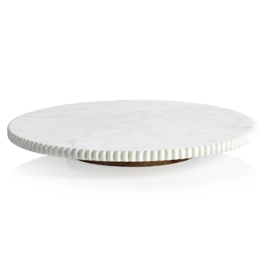 Ribbed Finish White Marble Lazy Susan - 13 Hub Lane   |  Lazy Susans