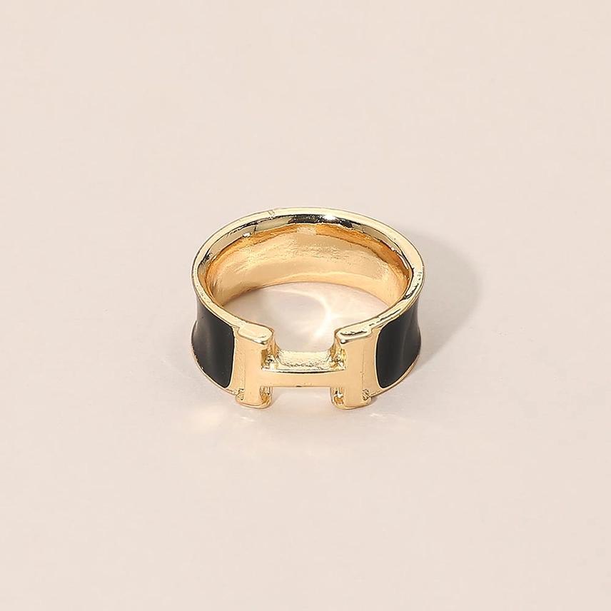 Letter H Accent Enamel Scarf Ring