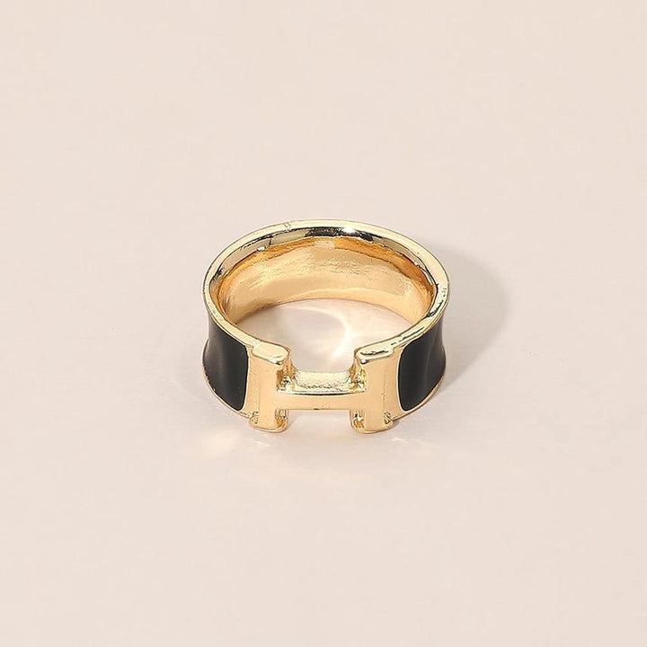 Letter H Accent Enamel Scarf Ring