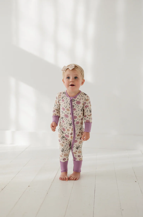 Long Sleeve Zip Romper, Winter Floral - 13 Hub Lane   |  Rompers