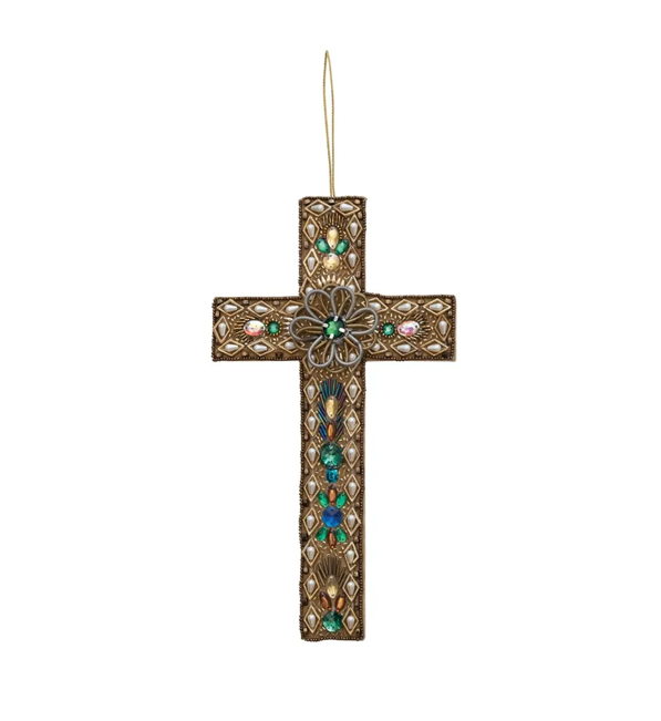 Beaded Metal Cross Ornament