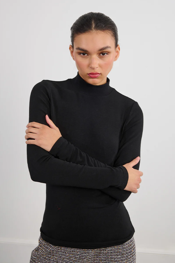 Mock Neck Undersweater, Black - 13 Hub Lane   |  Mock Neck Sweaters