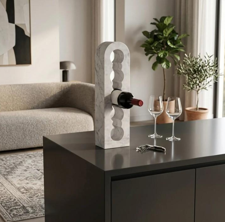 White Marble Standing Wine Rack