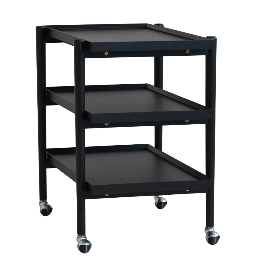 Rubberwood 3-Tier Bar Cart on Casters - 13 Hub Lane   |  Bar Carts