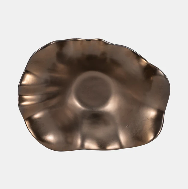 Bronze Metal Ruffled Edge Bowl