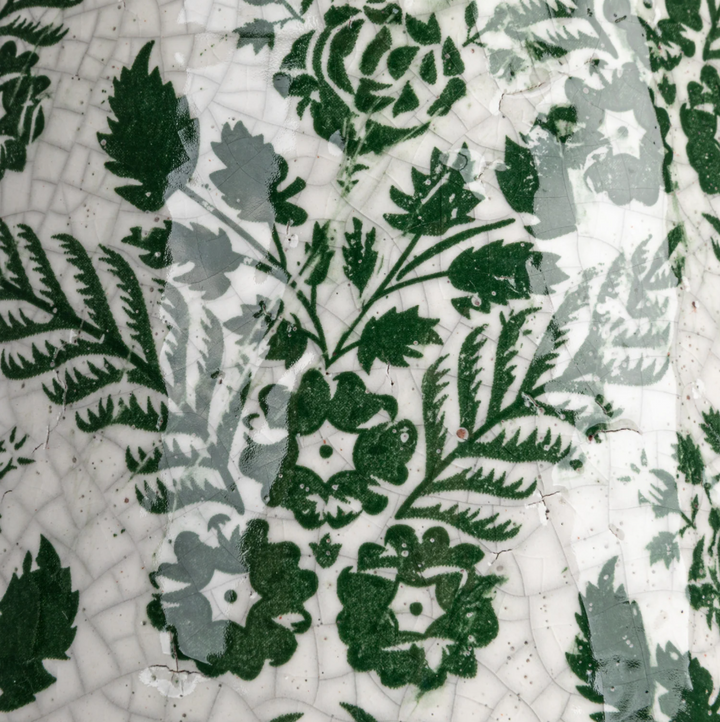 Terra-Cotta Floral Transferware Planter/Vase