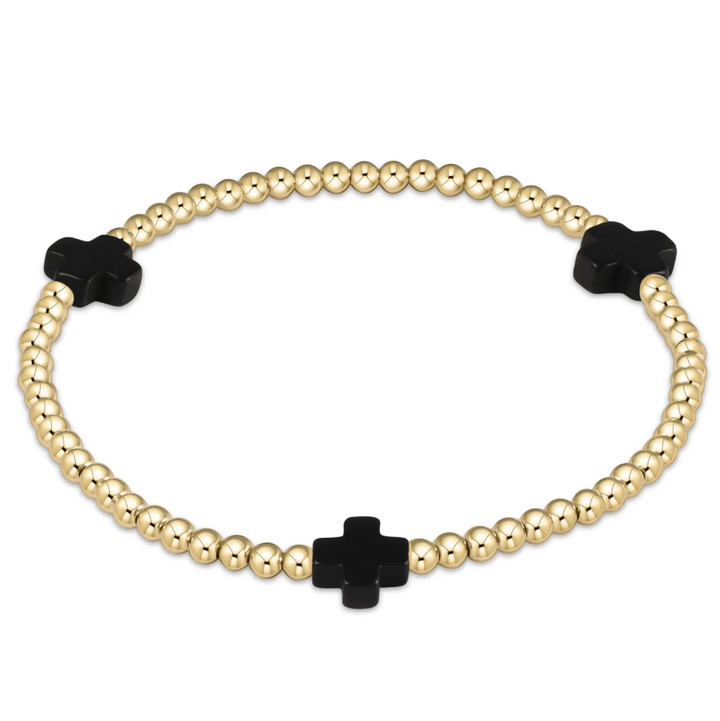 enewton signature cross gold pattern 3mm bead bracelet - onyx - 13 Hub Lane   |  Beaded Bracelets