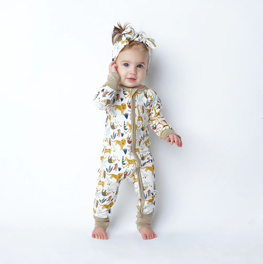 Jungle Friends Bamboo Pajama Convertible Footie Romper - 13 Hub Lane   |  