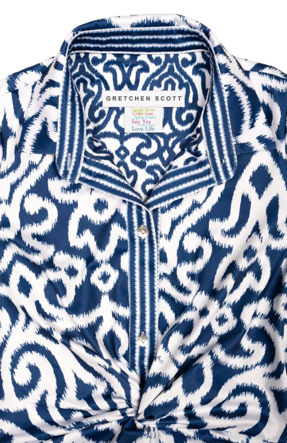 Twist & Shout Mini Dress, Navy Arabesque
