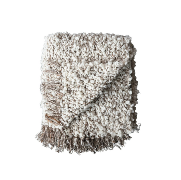 New Zealand Wool Blend Shag Throw w/ Fringe - 13 Hub Lane   |  Throw Blankets