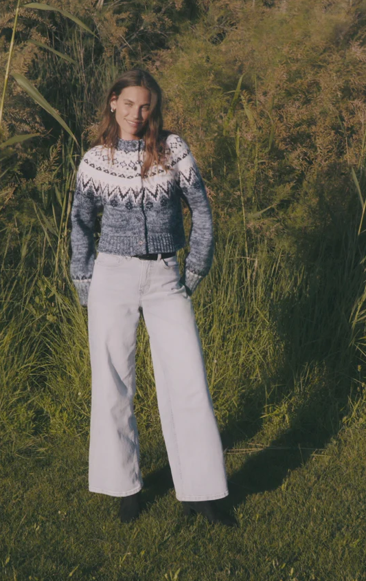 North Sea Fairisle Cardigan, Blue Velvet Heather - 13 Hub Lane   |  Cardigans