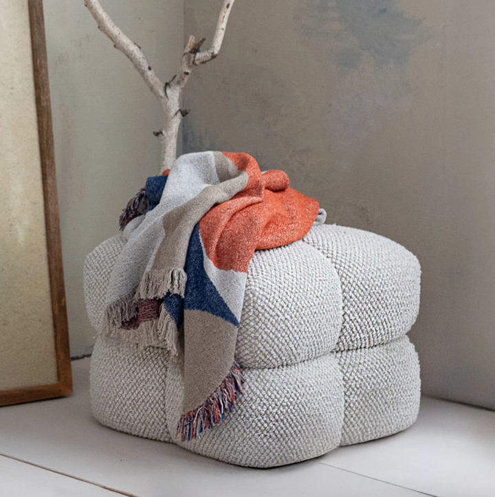 Bouclé Fabric Upholstered Tufted Ottoman - 13 Hub Lane   |  Ottomans