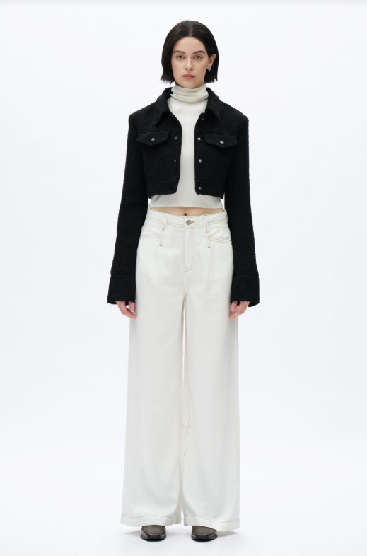 High Rise Pleated Wide Leg Jeans, White - 13 Hub Lane   |  Wide Leg Jeans